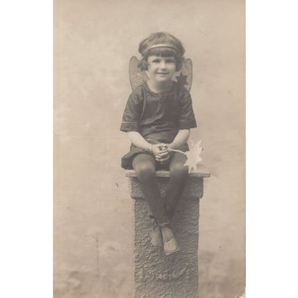 Child Dressed As Fairy With Magic Wand Antique Postcard