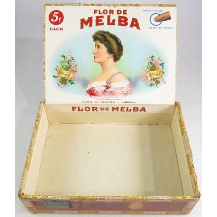 Flor De Melba Midgets Cardboard Cigar Box, EMPTY, Condition Issues