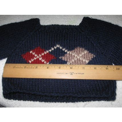 Navy Blue Argyle Knit Pullover Sweater for Pet, Teddy Bear or Doll