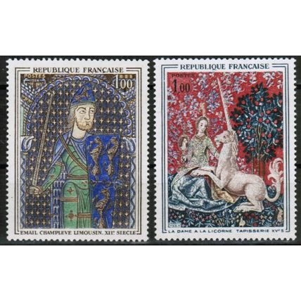 1964 France - Sc# 1106-7 Mint NH - Art (knight, lady & unicorn) set of 2