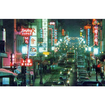 ZAYIX US Postcard San Francisco Chinatown at Night street scene 1971 0324M0226