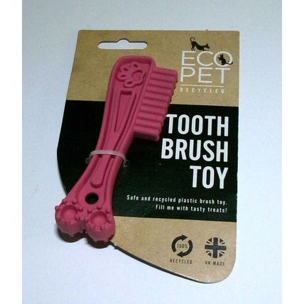 DOG PUPPY TOOTHBRUSH TEETHING CLEANING AVTIVITY CHEWY TREAT TOY RUBBER/NYLON ECO