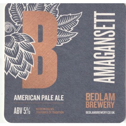 BEER MAT - BEDLAM BREWERY - AMAGANSETT AMERICAN PALE ALE - (Cat No 024) - (2019)