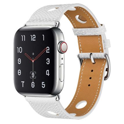 PU Silver Buckle Watchband For Apple Watch Series, 7 41mm / 6&SE&5&4 40mm / 3&2&