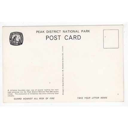 A Millstone Boundary Sign Peak District Postcard Derbyshire