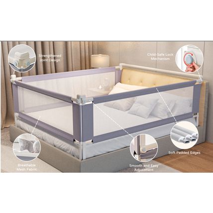 PurePapoose 3-Piece King Bed Rail – Adjustable Safety Guard for Toddlers