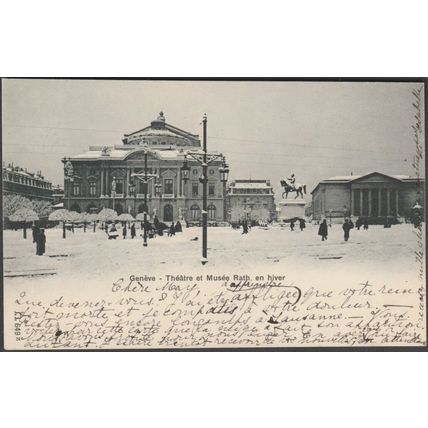 Théâtre et Musée Rath en Hiver, Genève, 1901 - Jullien Frères CPA