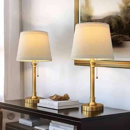 Oneach Modern Gold Brass Table Lamp Set of 2 for Bedroom Living Room 19.5'' Trad