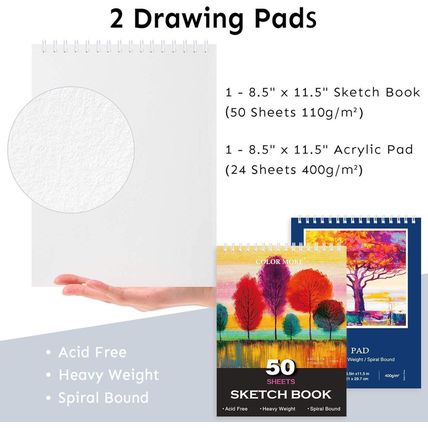 85 Piece Deluxe Wooden Art Supplies, Art Kit with Easel and Acrylic Pad, Art Set