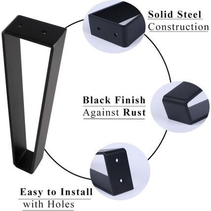 Osring 14 Inch Trapezoid Furniture Legs 4Pcs, Solid Steel Furniture Hairpin Leg