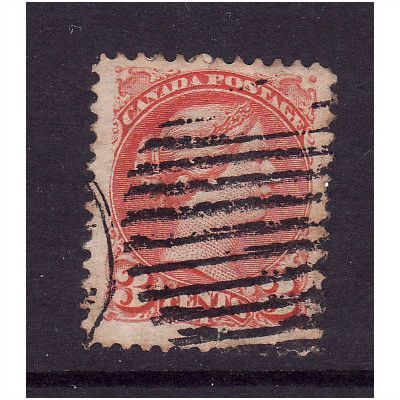 CANADA 1876 3c ORANGE RED SG 83 USED