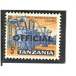 Tanzania QE11 1965 5c Ultramarine & Yellow Orange SG O9 Used Official Stamp