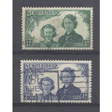 NewZealand.1944 Health Stamps(Queen Elizabeth II&Princess Margaret)set 2.FU.N15k