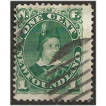 Newfoundland 1887 SG50 1c Blue-Green Good/Fine Used . .. .