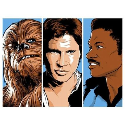 2013 SCOUNDRELS STAR WARS CHEWBACA HAN SOLO LANDO BUDICH MOVIE POSTER UK#/150 SN