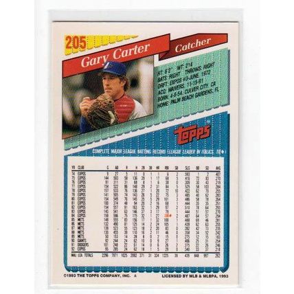 1993 Topps Gary Carter baseball card- #205
