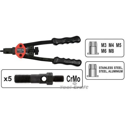 Yato professional heavy duty hand nut riveter M3-M8 , 300mm long (YT-36112)