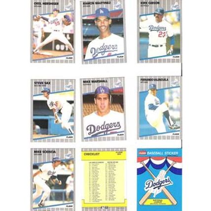 1989 Fleer baseball Los Angeles Dodgers team set 25 cards & sticker- Martinez RC