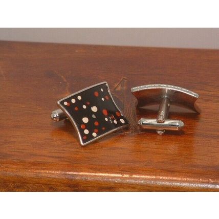 Pre-Owned Rectangle Polka Dot Cuff Links
