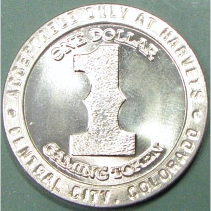 Harveys. $1 Casino Token. Central City, CO. 06A.