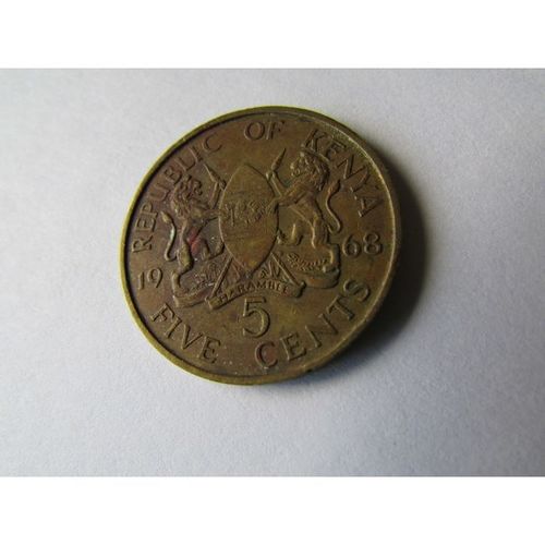 1968 REPUBLIC OF KENYA FIVE CENTS FREE POST. AS