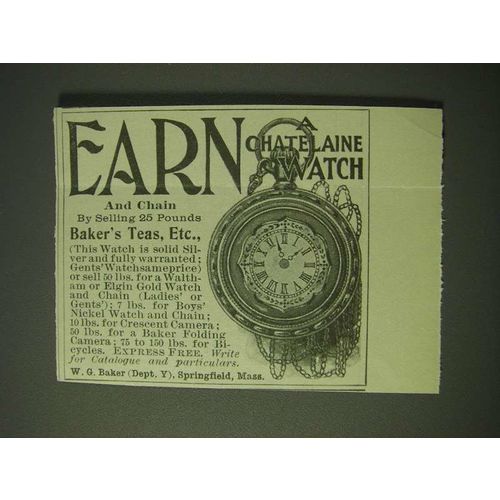 1900 W.G. Baker & Co.'s Baker's Tea Ad - Earn Chatelaine Watch