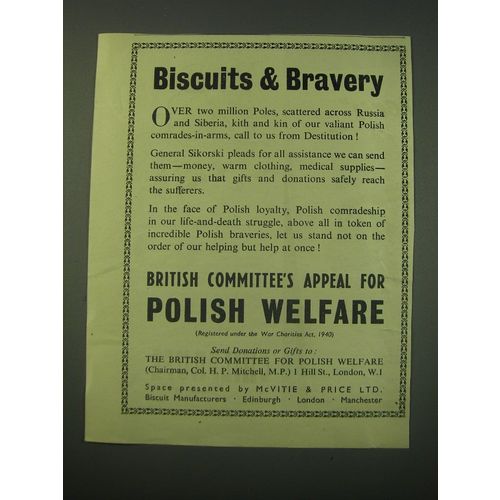1942 British Committee's Appeal for Polish Welfare Ad - Biscuits & Bravery