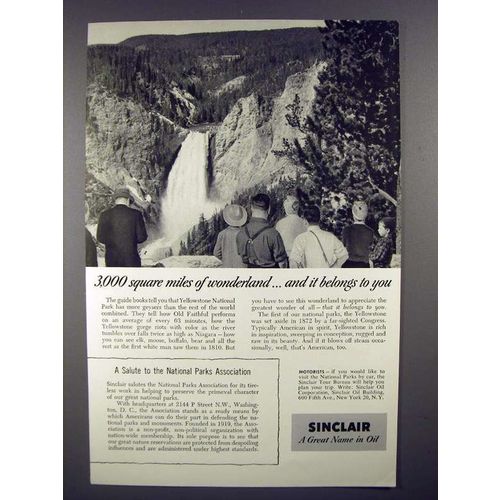 1955 Sinclair Oil Ad - Yellowstone National Park