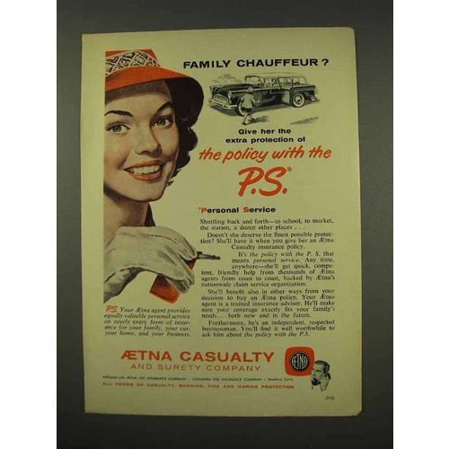 1956 Aetna Casualty Ad - Family Chauffeur?