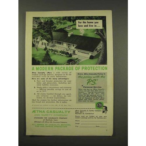 1956 Aetna Casualty Ad - Modern Package of Protection