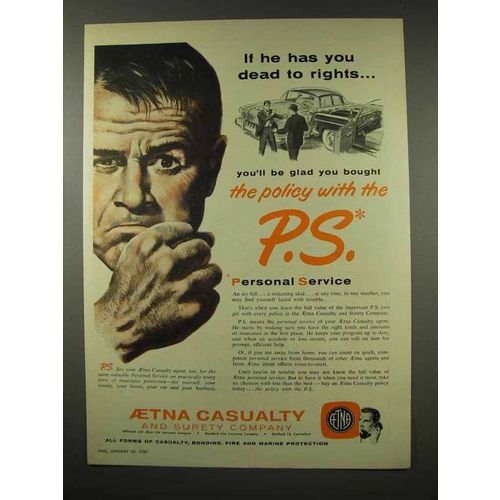 1956 Aetna Insurance Ad - Has You Dead to Rights