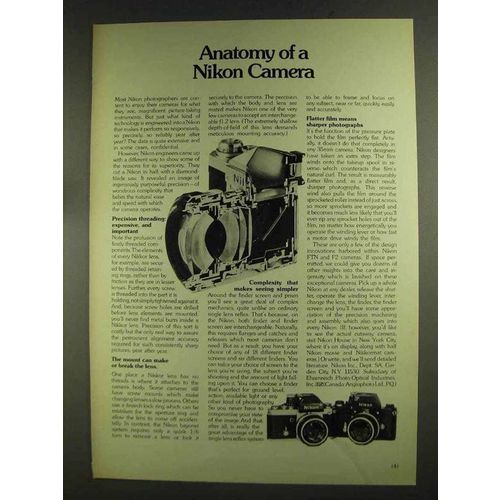 1972 Nikon Cameras and Lenses Ad - Anatomy Of