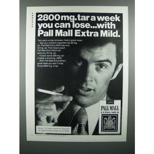 1976 Pall Mall Extra Mild Cigarette Ad - 2800mg Tar