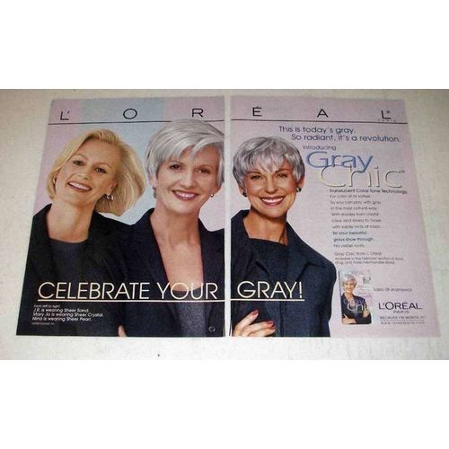 2000 L'Oreal Gray Chic Hair Color Ad - So Radiant