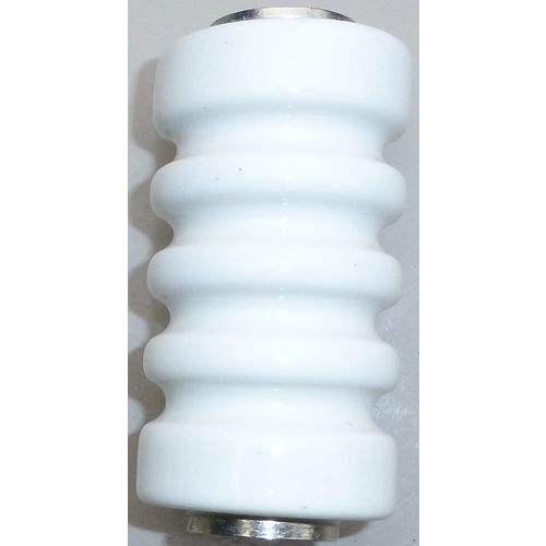Ceramic insulator Glazed white, tinned brass ends 76.4mm long