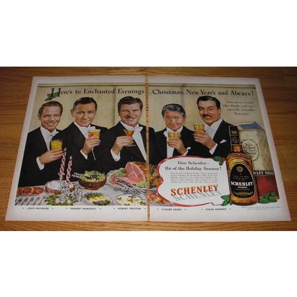 1950 Schenley Reserve Whiskey Ad - Louis Hayward, Herbert Marshall, Robert Prest