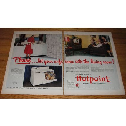1950 Hotpoint Automatic Dishwasher Ad - Please.. Let your wife come into