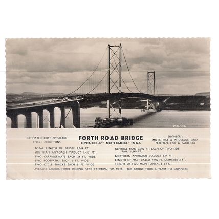 FORTH ROAD BRIDGE, EDINBURGH, SCOTLAND ..used postcard by Valentine 1967 =