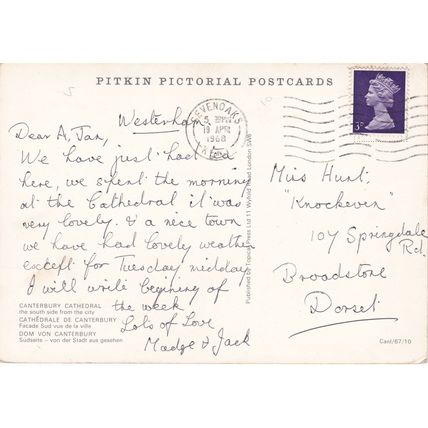 GB Sevenoaks Postmark 1968 Postcard