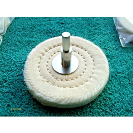 Six pc 3" Full Sewn Polishing Buffing Wheels w/ 1/4" Arbor also 1 Metal Mandrel