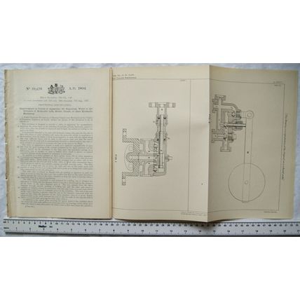 1894 Patent No. 19,479 values water hydraulic machinery, John Etchells, Heaton