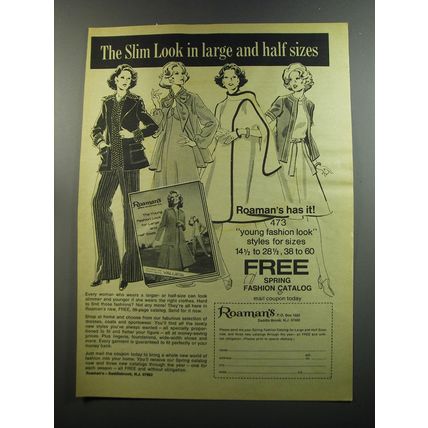 1975 Roaman's Fashion Ad - The slim look in large and half sizes