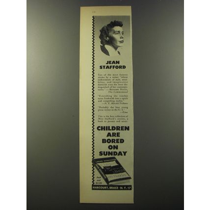 1953 Harcourt, Brace Book Ad - Children are Bored on Sunday by Jean Stafford