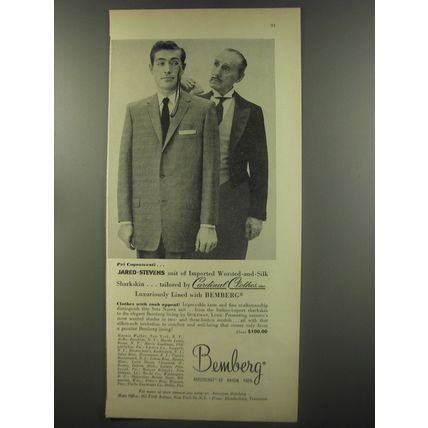 1956 Bemberg Yarn Advertisement - Jared-Stevens Suit - Pei Cognoscenti