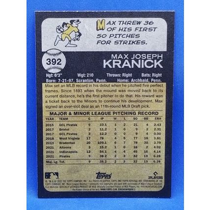 2022 Topps Heritage #392 Max Kranick RC