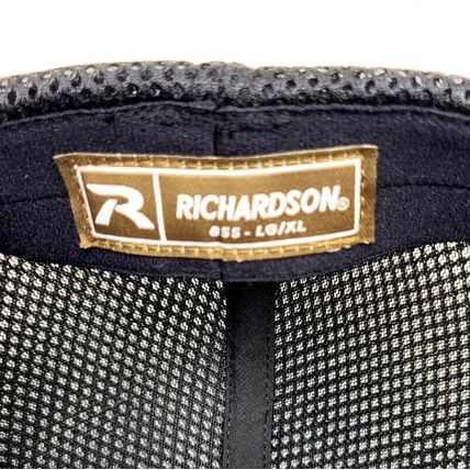 Diamond Mine Ball Cap Hat Richardson R-Flex 855 LG-XL Black/Brown Leather Emblem