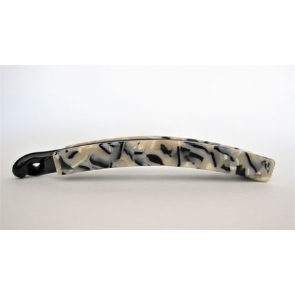 Slim black creme and beige marbled banana hair claw clip for fine hair