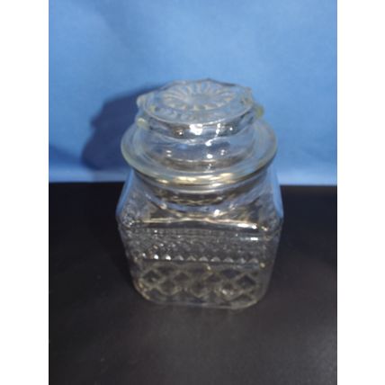 Anchor Hocking Wexford Clear Glass Square Canister Lid Apothecary Candy Jar 6.5"