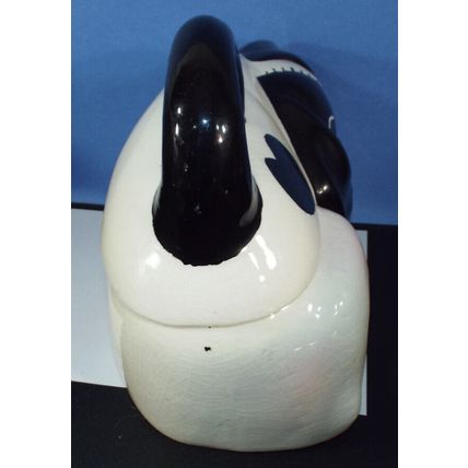 Rare Vintage Ceramic Spotted White Dog with Black Spots Large Cookie Jar