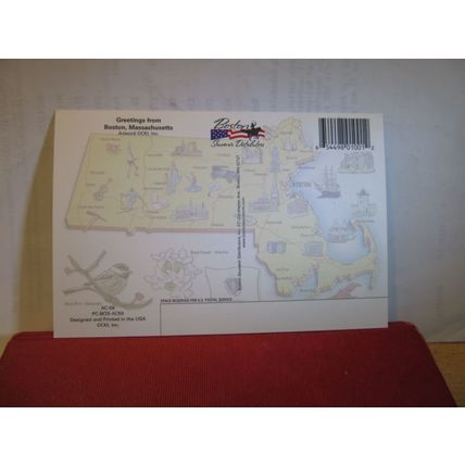 MAP, MASSACHUSETTS USA unused postcard =